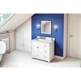 Jeffrey Alexander - 36'' White Addington Vanity, left offset, White Carrara Marble Vanity Top, undermount rectangle bowl - White