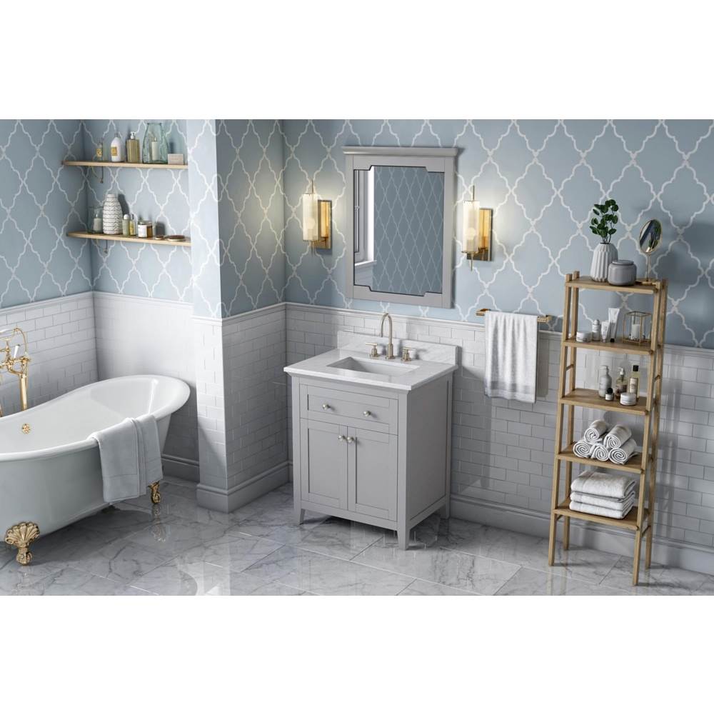 Jeffrey Alexander - 30'' Grey Chatham Vanity, White Carrara Marble Vanity Top, undermount rectangle bowl - Grey