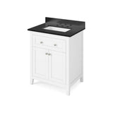 Jeffrey Alexander - 30'' White Chatham Vanity, Black Granite Vanity Top, undermount rectangle bowl - White