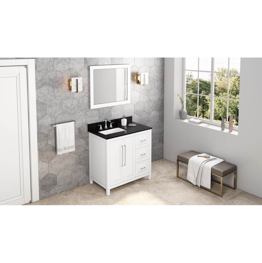 36'' Black Cade Vanity, left offset, Black Granite Vanity Top, undermount rectangle bowl