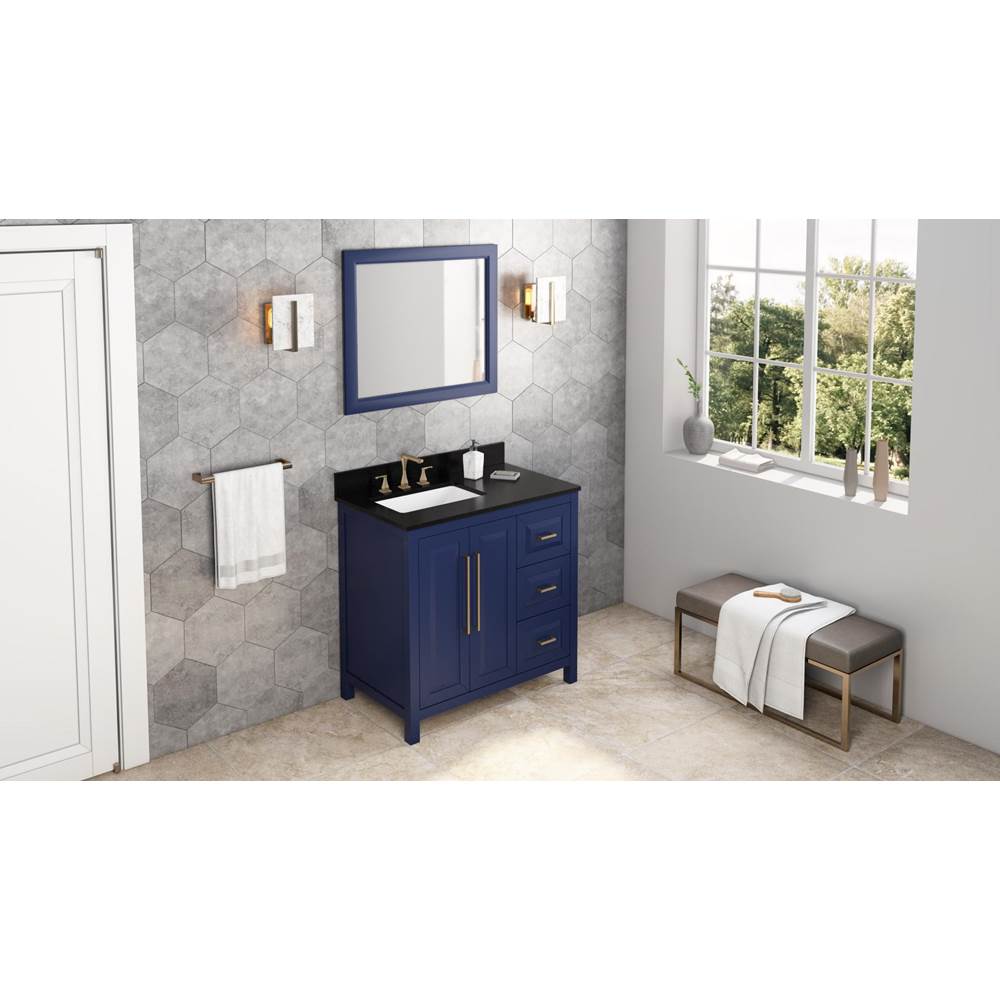 36'' Black Cade Vanity, left offset, Black Granite Vanity Top, undermount rectangle bowl