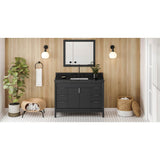 Jeffrey Alexander - 48'' Black Theodora Vanity, Black Granite Vanity Top, Undermount Rectangle Bowl - Black