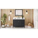 Jeffrey Alexander - 48'' Black Theodora Vanity, Calacatta Vienna Quartz Vanity Top, Undermount Rectangle Bowl - Black