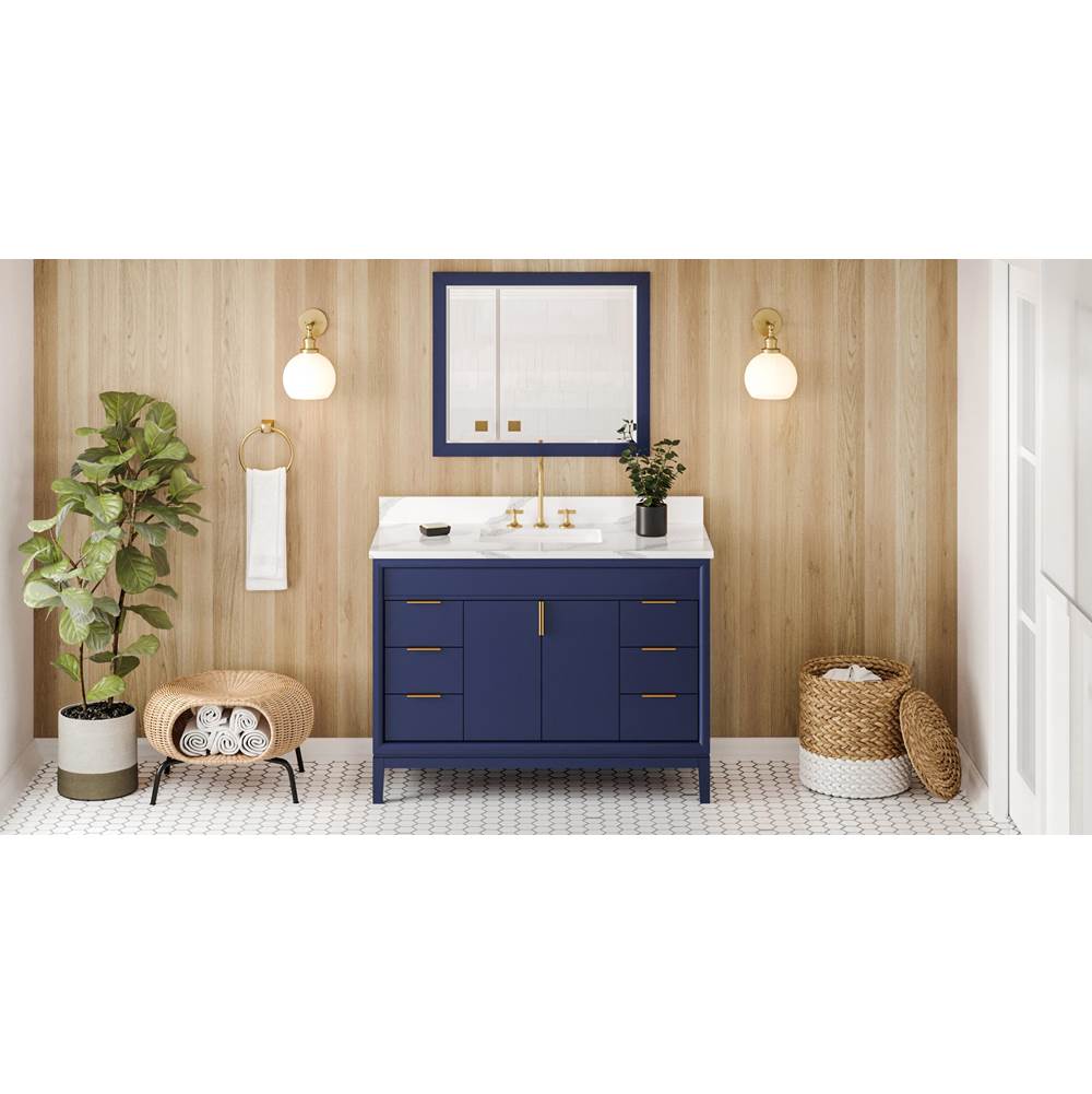 Jeffrey Alexander - 48'' Hale Blue Theodora Vanity, Calacatta Vienna Quartz Vanity Top, Undermount Rectangle Bowl - Hale Blue