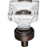 1'' Overall Length Brushed Oil Rubbed Bronze Square Glass Harlow Cabinet Knob