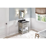 Jeffrey Alexander - 30'' Weathered Grey Wavecrest Vanity, Black Granite Vanity Top, Undermount Rectangle Bowl - Weathered Grey