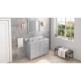 Jeffrey Alexander - 48'' Grey Cade Vanity, White Carrara Marble Vanity Top, undermount rectangle bowl - Grey