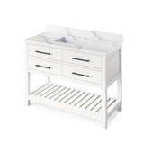 Jeffrey Alexander - 48'' White Wavecrest Vanity, Calacatta Vienna Quartz Vanity Top, undermount rectangle bowl - White