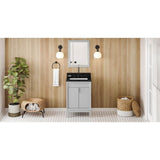 Jeffrey Alexander - 24'' Grey Theodora Vanity, Black Granite Vanity Top, Undermount Rectangle Bowl - Grey