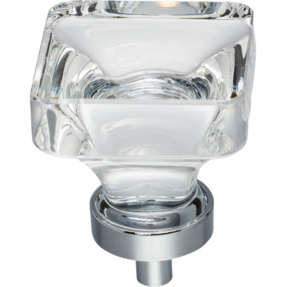 1-3/8'' Overall Length Polished Chrome Square Glass Harlow Cabinet Knob