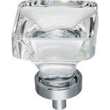1-3/8'' Overall Length Polished Chrome Square Glass Harlow Cabinet Knob