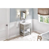 Jeffrey Alexander - 30'' Weathered Grey Wavecrest Vanity, Calacatta Vienna Quartz Vanity Top, Undermount Rectangle Bowl - Weathered Grey