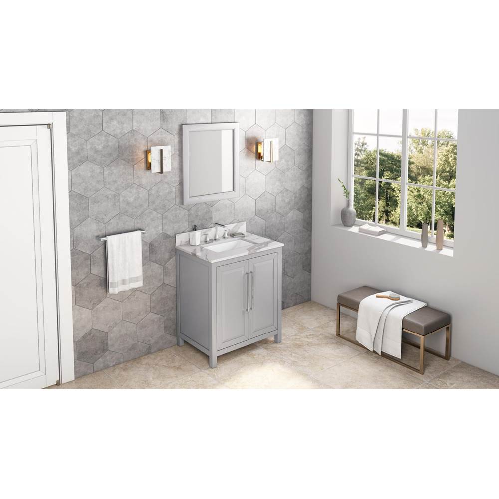 30'' Black Cade Vanity, Calacatta Vienna Quartz Vanity Top, undermount rectangle bowl