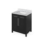 Jeffrey Alexander - 30'' Black Cade Vanity, White Carrara Marble Vanity Top, undermount rectangle bowl - Black