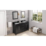 60'' Black Cade Vanity, double bowl, Black Granite Vanity Top, two undermount rectangle bowls