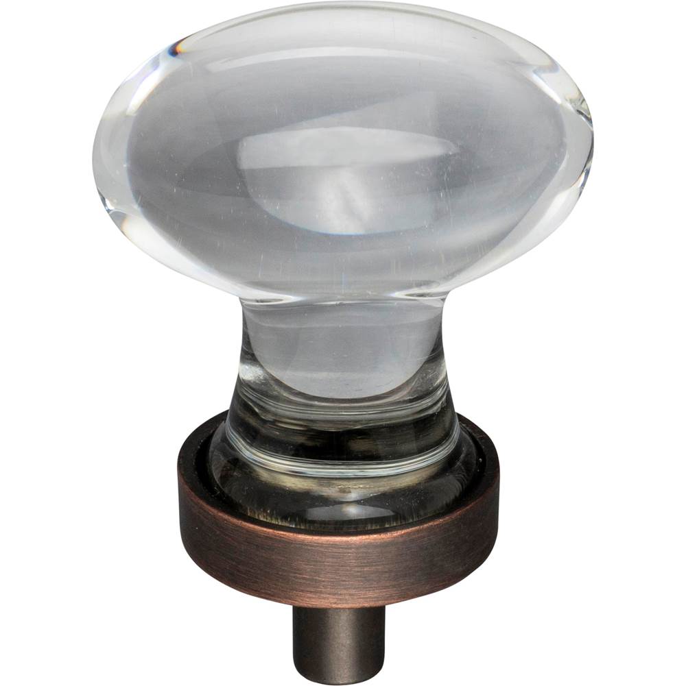 1-1/4'' Overall Length Brushed Oil Rubbed Bronze Football Glass Harlow Cabinet Knob