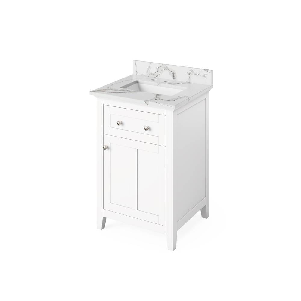 Jeffrey Alexander - 24'' White Chatham Vanity, Calacatta Vienna Quartz Vanity Top, undermount rectangle bowl - White