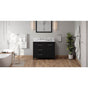 Jeffrey Alexander - 42'' Black Katara Vanity, Left Offset, White Carrara Marble Vanity Top, Undermount Rectangle Bowl - Black
