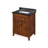 Jeffrey Alexander - 30'' Chocolate Chatham Vanity, Black Granite Vanity Top, undermount rectangle bowl - Chocolate