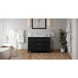 Jeffrey Alexander - 48'' Black Katara Vanity, White Carrara Marble Vanity Top, Undermount Rectangle Bowl - Black