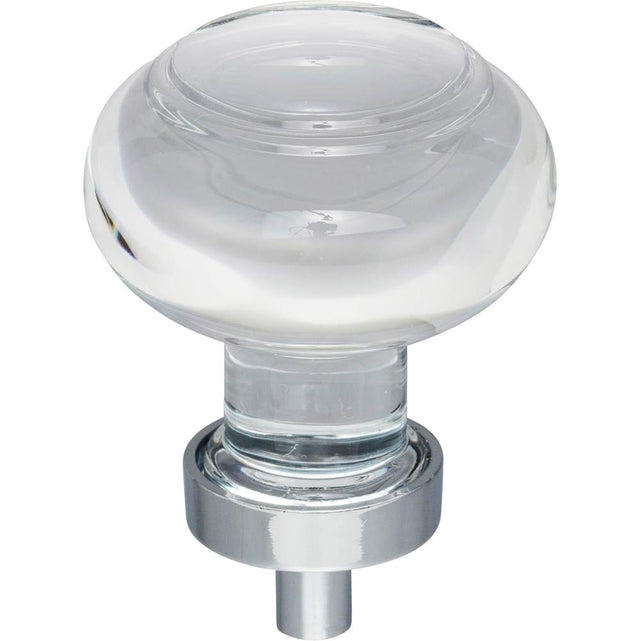 Jeffrey Alexander - 1-7/16'' Diameter Polished Chrome Button Glass Harlow Cabinet Knob - Polished Chrome