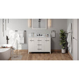 Jeffrey Alexander - 48'' White Katara Vanity, White Carrara Marble Vanity Top, Undermount Rectangle Bowl - White