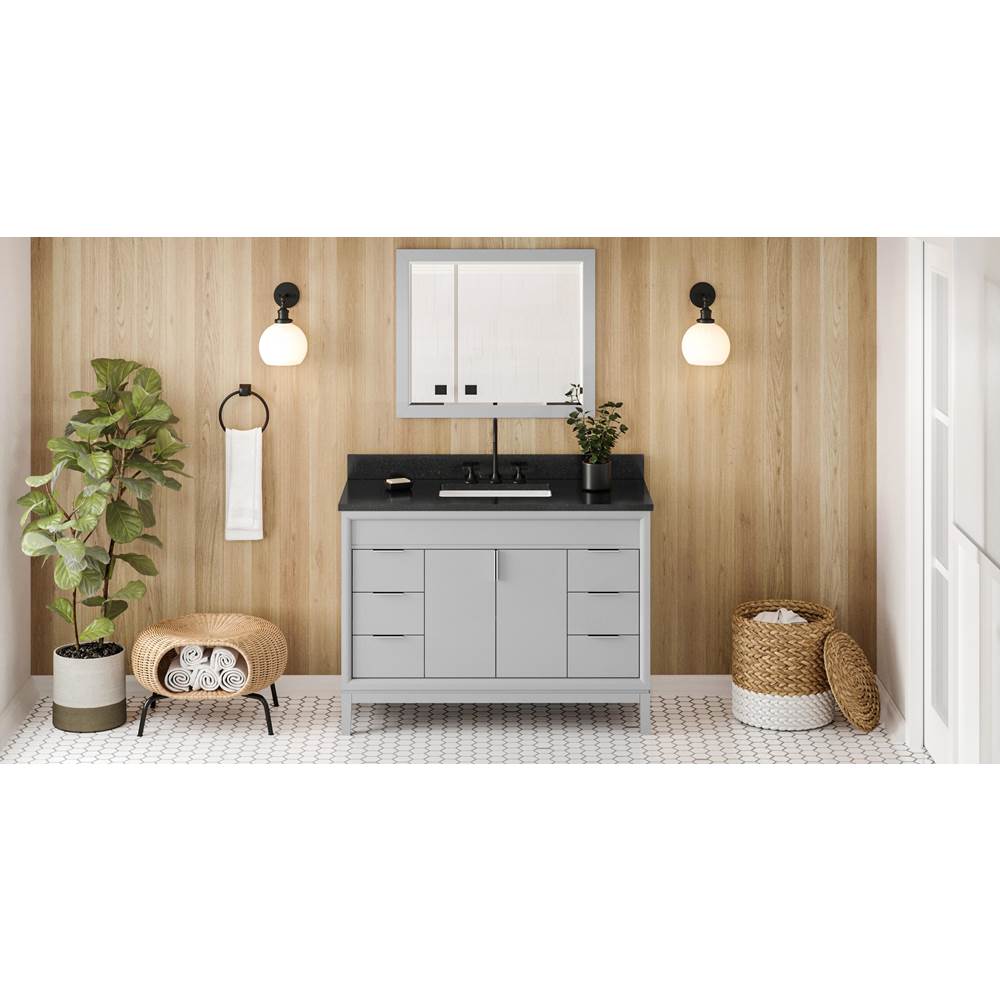 Jeffrey Alexander - 48'' Grey Theodora Vanity, Black Granite Vanity Top, Undermount Rectangle Bowl - Grey