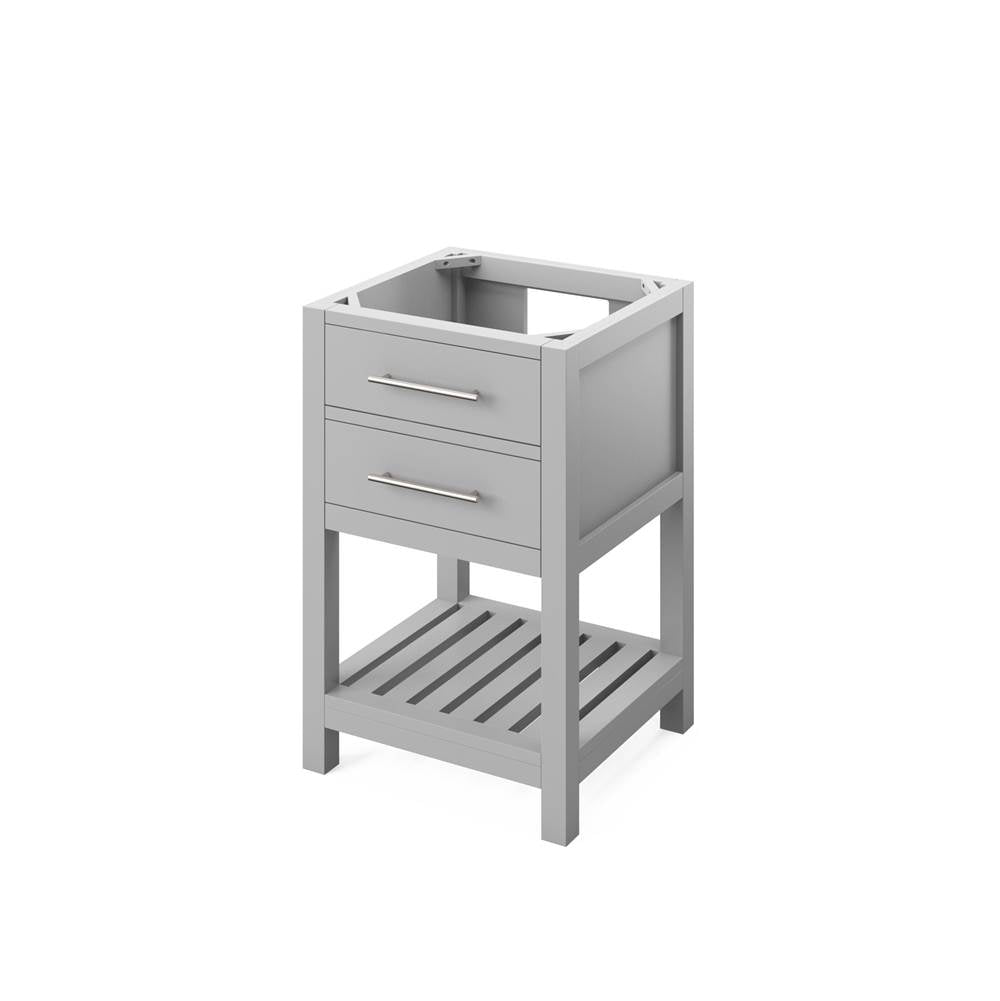 24'' Grey Wavecrest Vanity, White Carrara Marble Vanity Top, undermount rectangle bowl