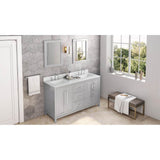 60'' Black Cade Vanity, double bowl, White Carrara Marble Vanity Top, two undermount rectangle bowls