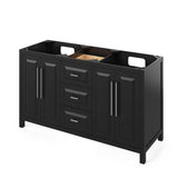 60'' Black Cade Vanity, double bowl, Calacatta Vienna Quartz Vanity Top, two undermount rectangle bowls