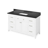 Jeffrey Alexander - 60'' White Chatham Vanity, Black Granite Vanity Top, undermount rectangle bowl - White