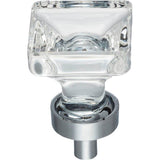 1'' Overall Length Polished Chrome Square Glass Harlow Cabinet Knob