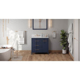 Jeffrey Alexander - 36'' Hale Blue Katara Vanity, left offset - Hale Blue