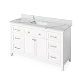 Jeffrey Alexander - 60'' White Chatham Vanity, Calacatta Vienna Quartz Vanity Top, undermount rectangle bowl - White