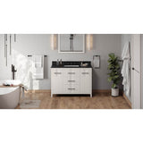 Jeffrey Alexander - 48'' White Katara Vanity, Black Granite Vanity Top, Undermount Rectangle Bowl - White