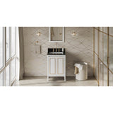 Jeffrey Alexander - 24'' White Percival Vanity, Black Granite Vanity Top, Undermount Rectangle Bowl - White