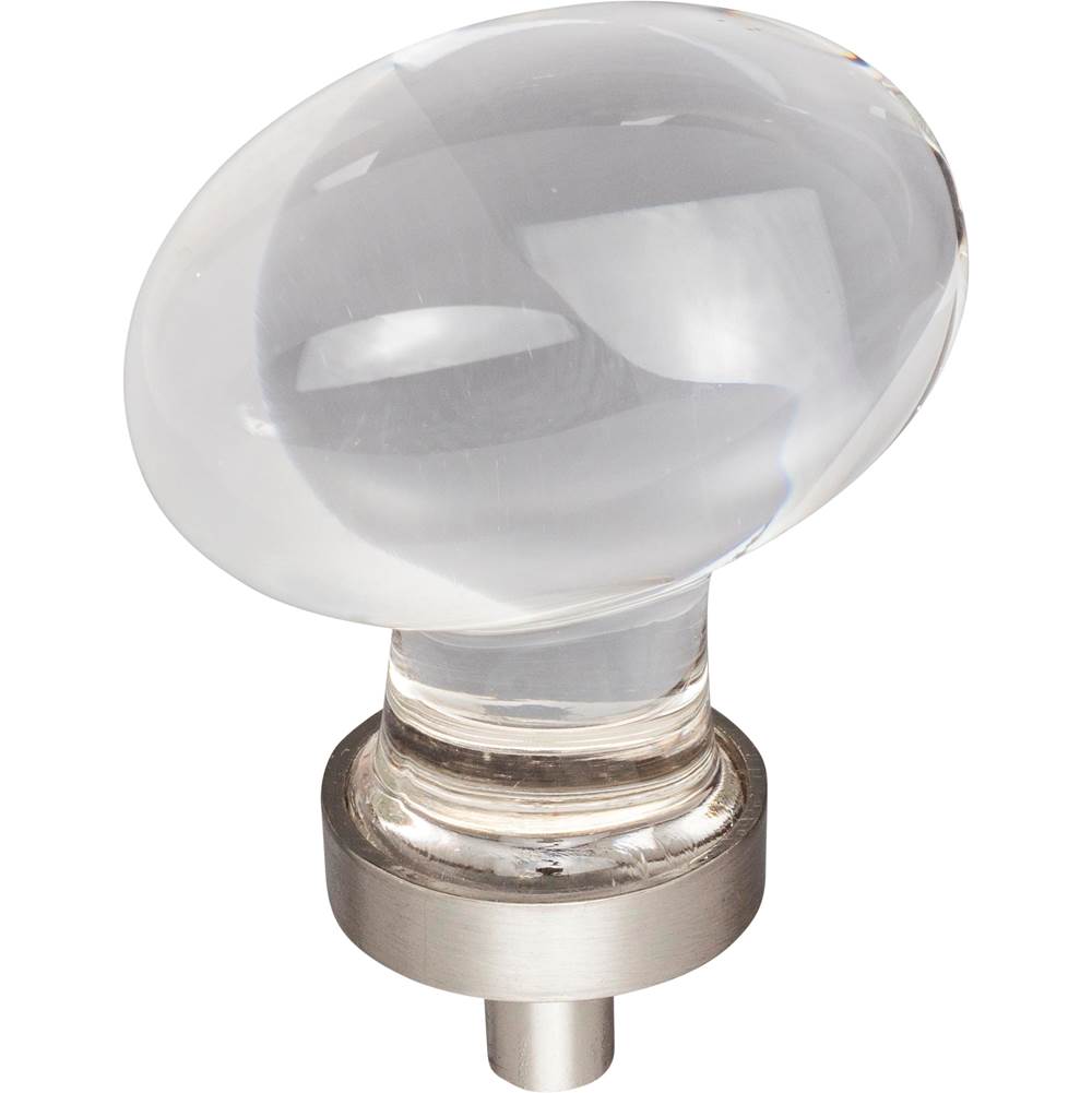 Jeffrey Alexander - 1-5/8'' Overall Length Satin Nickel Football Glass Harlow Cabinet Knob - Satin Nickel