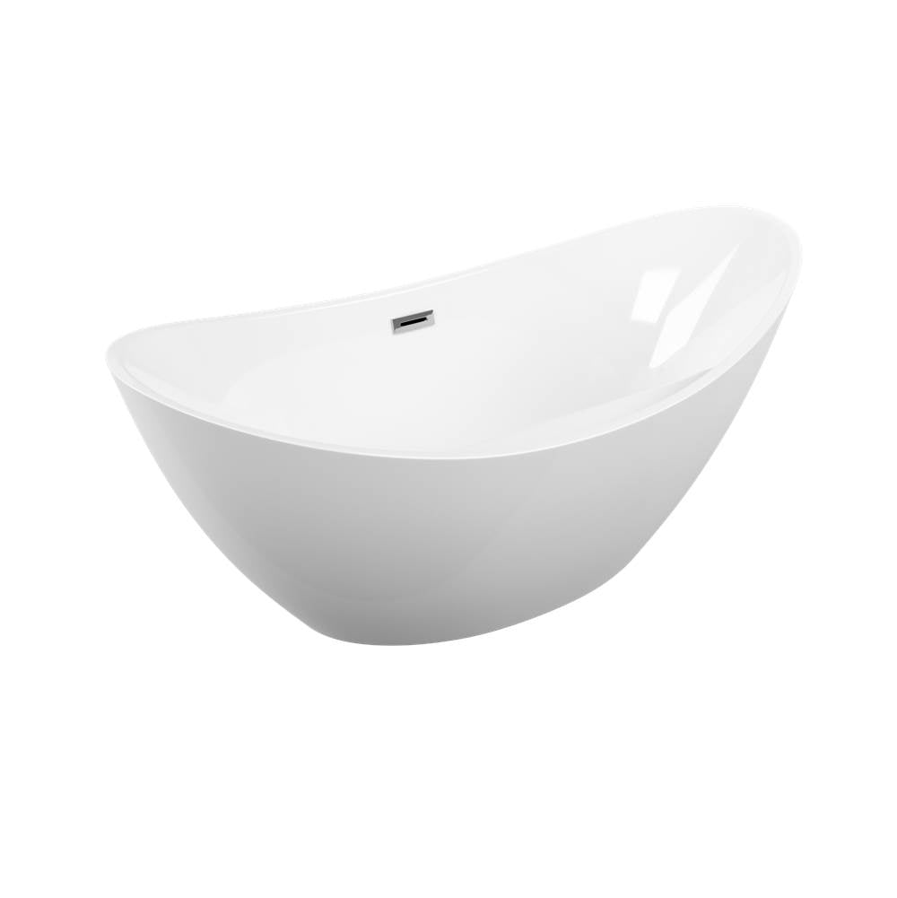 Jetta - ASHLEY 60X34 OVAL CENTER DRAIN WHITE SOAKER CHROME WOF - White