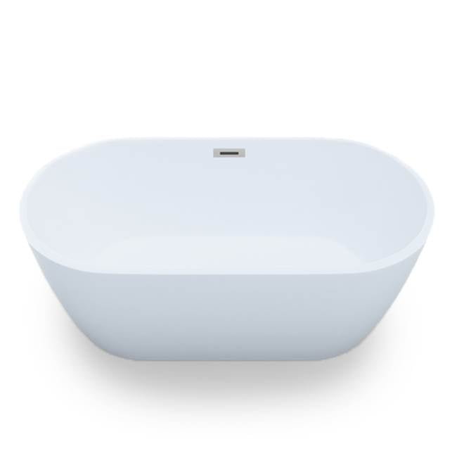 Jetta - Aldrin - 58X30 Wht Freestand Tub Center Drain W/White W&O - White