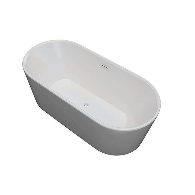 Jetta - Ara - 67X32 Wht Freestand Tub Center Drain W/White W&O - White