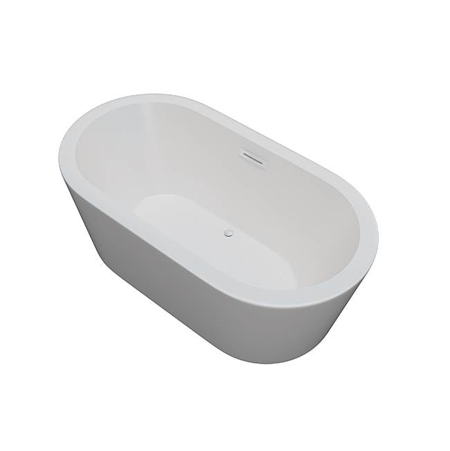 Jetta - Pandora - 59X32 Wht Freestand Tub Center Drain W/Chrome W&O - White