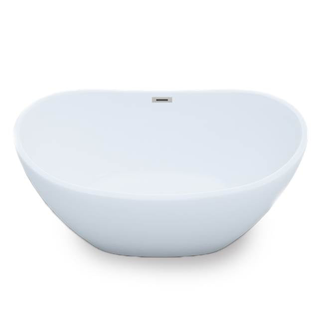 Jetta - Halley - 67X32 Wht Freestand Tub Center Drain W/Chrome W&O - White