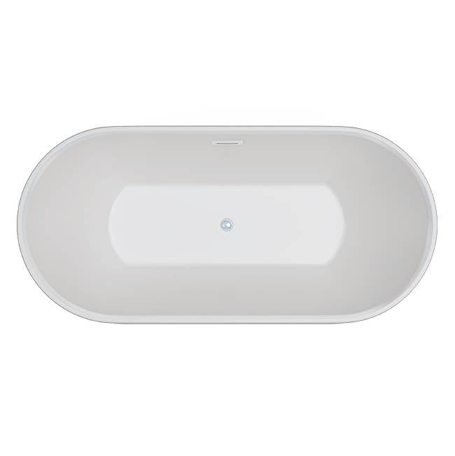 Jetta - Ara - 67X32 Wht Freestand Tub Center Drain W/Chrome W&O - White