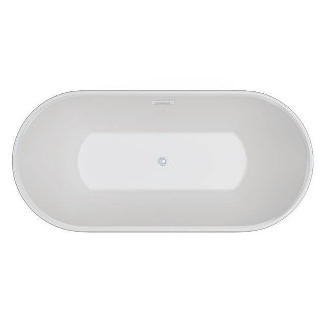 Jetta - Ara - 67X32 Wht Freestand Tub Center Drain W/Chrome W&O - White