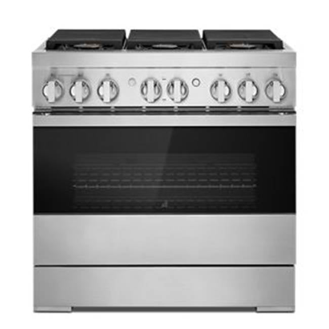Jenn-Air - 36'' Pro-Range Dual Fuel, Noir Style, 3-20K, 2-15K, 5K, Dual Fan Multi- Mode True Convection