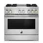 Jenn-Air - 36'' Pro-Range Dual Fuel, Rise Style, Griddle, 2-20K, 15K, 5K, Dual Fan Multi-Mode True Convection