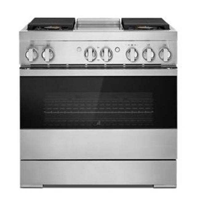 Jenn-Air - 36'' Pro_Range Dual Fuel, Steam, Noir Style, Griddle, 2-20K, 15K, 5K Dual Fan Multi-Mode True Convection