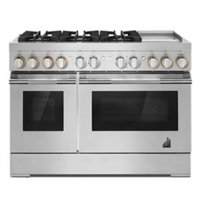 Jenn-Air - 48'' Pro-Range Dual Fuel, Steam, Rise Style, Griddle, 3-20K, 2-15K, 5K, Dual Fan Multi-Mode True Convection