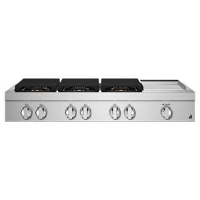 Jenn-Air - 48'' Rangetop, Noir Style, Griddle, 3-20K, 2-15K, 5K-500 Simmer