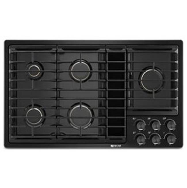 Jenn-Air - 36'' Gas Downdraft Cktp, Brass Brnrs, Black - Black